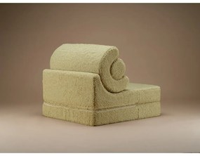 Fotoliu pentru copii verde cu tapițerie din țesătură bouclé Flipster – Wigiwama