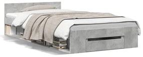 3280807 vidaXL Cadru de pat cu sertar, gri beton, 75x190 cm, lemn prelucrat