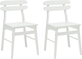 vidaXL Scaun de sufragerie 2 pcs Alb Lemn Solid de Cauciuc