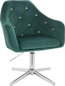 HR830CCROSS Scaun Verde Catifea cu Bază Cromata