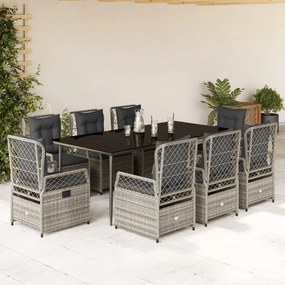 vidaXL Set mobilier grădină cu perne, 9 piese, gri, poliratan