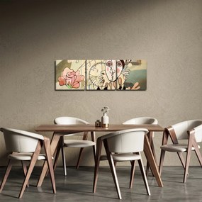 Tablou - Cubismul - arlechin și trandafir (cu ceas) (90x30 cm)