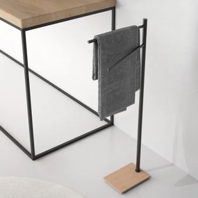 Suport pentru prosoape TRILLY 83,5 cm, negru mat/bambus - Gedy