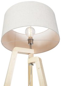 Lampă de podea cu trepied din lemn cu abajur din piper 50 cm - Puros