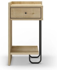 Noptieră în culoare naturală cu rafturi cu aspect de lemn de stejar Mercure – Marckeric