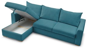 Colțar albastru extensibil cu tapițerie din catifea reiată (cu colț variabil) Augustin – Bobochic Paris