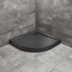Cadita dus semirotunda Radaway Doros A Compact Stone 90x90 cm acril negru