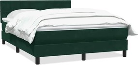 vidaXL Pat box spring cu saltea, verde închis, 160x220 cm, catifea