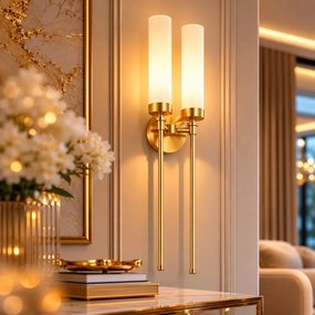 Aplica de perete stil elegant PRESTON 2 alama/sticla opal