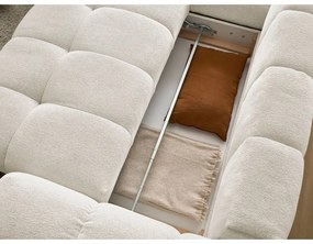 Colțar alb extensibil/cu spațiu de depozitare cu tapițerie din chenille (cu colț pe partea stângă/în formă de ”L”) Everest – Bobochic Paris