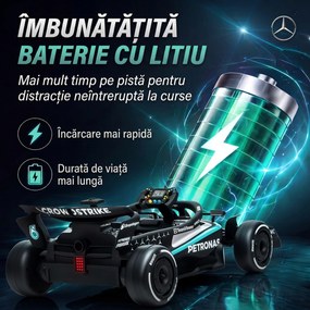 AIYAPLAY Mașină Electrică Pentru Copii Mercedes-AMG PETRONAS F1, 12V, Telecomandă, PP, Plastic, 123x66x39 cm, Negru | Aosom Romania