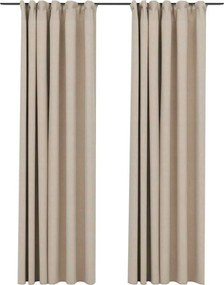 vidaXL Draperii opace aspect in, cu cârlige, 2 buc. bej, 140 x 245 cm