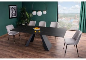 Masa Bucatarie Si Dining SALVADORE Extensibila Sticla Securizata+Ceramica SAHARA NOIR/Negru 160(240)x90 cm