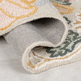 Covor roz deschis țesut manual din lână 200x290 cm Daphne Shaped Floral – Flair Rugs