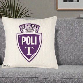 Perna Personalizata Poli Timisoara Fotbal, 40x40 cm, Crem Reliefat, Husa Detasabila, Perna Inclusa, BEKZ®