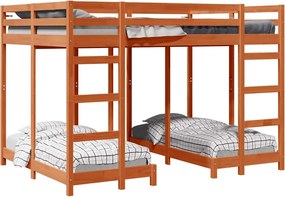 vidaXL Cadru de pat supraetajat triplu Maro ceruit 140 x 200 cm