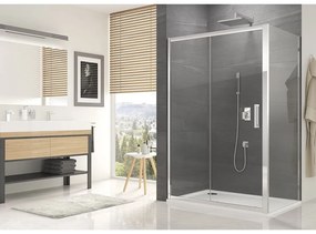 Cabina dus 100x90 cm cu usa culisanta, crom lucios, grosime sticla 5 mm, Sanswiss Ocelia