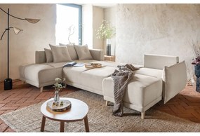 Colțar bej extensibil cu tapițerie din catifea reiată (colț stânga/în formă de "U") Lazy Lukka – Miuform