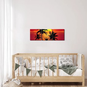 Tablou - Silueta insulei cu palmieri (cu ceas) (90x30 cm)