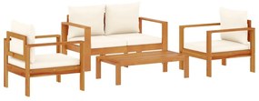 3214838 vidaXL Set canapele de grădină cu perne, 4 piese, lemn masiv de acacia
