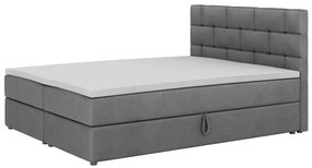 Pat matrimonial Boxspring 140x200 cm Waller Comfort (Gri închis) (cu somieră și saltea). 1056365