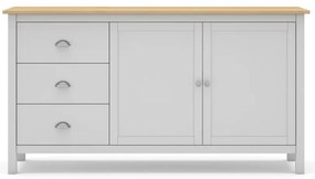 Comodă alb/natural joasă din lemn de pin 150x80,5 cm Misti – Marckeric