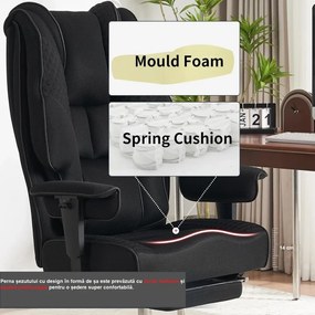RESIGILAT- Scaun directorial, Rezistent 180 kg, Sezut cu Arcuri Metalice și Spumă, cotiere reglabile inaltime, Mesh, Negru
