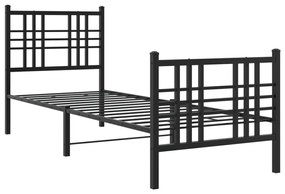 376333 vidaXL Cadru pat metalic cu tăblii de cap/picioare, negru, 80x200 cm