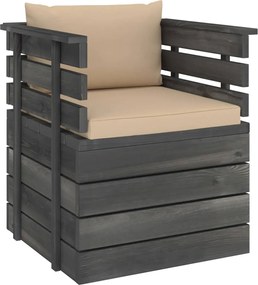 vidaXL Fotoliu de grădină cu perne, lemn de pin