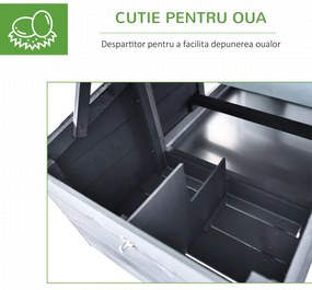 PawHut Coteț prefabricat din lemn pentru 2 găini cu gard pentru grădină 150.5 x 54 x 87cm, gri închis | Aosom Romania