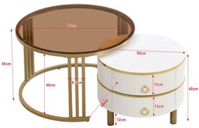 Măsuță de cafea 2-în-1 Rotundă din MDF, Alb | Aosom Romania