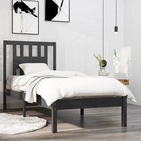 3104030 vidaXL Cadru de pat single, gri, 90x190 cm, lemn masiv