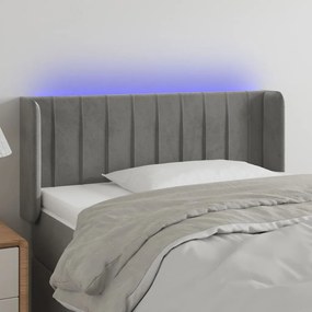 vidaXL Tăblie de pat cu LED, gri deschis, 103x16x78/88 cm, catifea