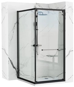 Cabina dus cu cadita de dus dreptunghiulara si usa batanta Rea Space In 80x100 negru mat