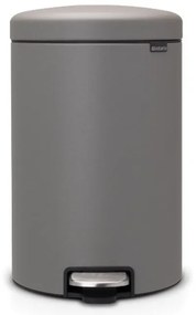 Cos de gunoi cu pedala Brabantia NewIcon 1001091, 20 L, Inchidere lina, Baza antiderapanta, Acoperit cu minerale, Gri