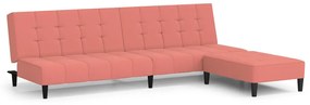 3080563 vidaXL Canapea extensibilă cu taburet, 2 locuri, roz, catifea
