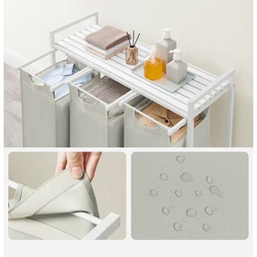 Coș de rufe cu 3 compartimente, alb murdar