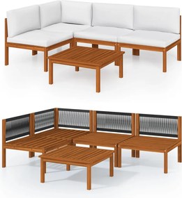 vidaXL Set fotoliu de grădină cu 5 piese și perne, crem, 63x63 cm