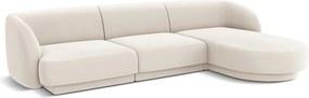 Coltar dreapta 4 locuri, Miley, Micadoni Home, BL, 259x155x74 cm, catifea, bej deschis