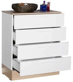 Comoda Adore Base, 4 sertare, Crem / Alb, 72 x 88 x 40 cm
