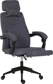 Scaun de birou rotativ cu tetiera si suport pentru picioare-gri inchis