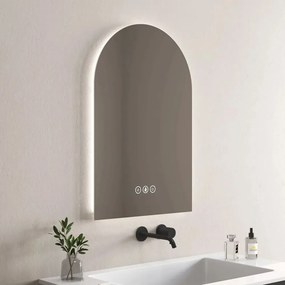 Oglinda cu iluminare si dezaburire Inter Ceramic Fausto semirotunda 60x90 cm