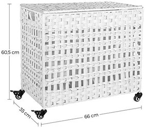 Cos de rufe cu capac si 3 compartimente, polipropilena, alb, Songmics