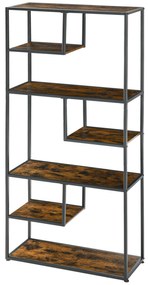 HOMCOM Bibliotecă raft de depozitare cu 7 nivele cadru din oțel stil industrial 83 x 34 x 180 cm negru | Aosom Romania