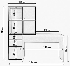 Masă PC Canny (Alb + Negru). 1088636