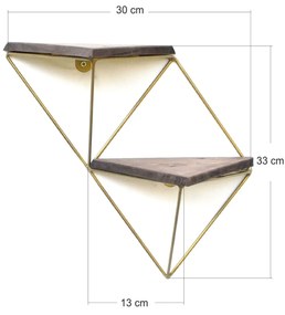 Raft decorativ de perete Duvelo 2 (Nuc + auriu) . 1093666