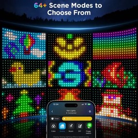 Plasă de iluminare LED RGBIC de exterior 143x85cm Wi-Fi Matter IP65