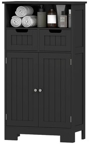 kleankin Mobilier Baie Multi-rangamente Mare Niche 2 sertare Dulap Ușă Dublă cu raft Negru | Aosom Romania