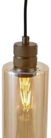 Lampă suspendată Hotel Chic bronz închis cu sticlă ambră 5 lumini - Stavelot
