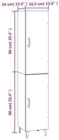 Dulap inalt, stejar maro, 34,5x34x180 cm, lemn prelucrat 1, Stejar brun, 1 Usa